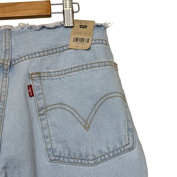 Levi’s Wedgie Straight Ripped Waistband Jeans light indigo destructed blue new - Picture 12 of 14